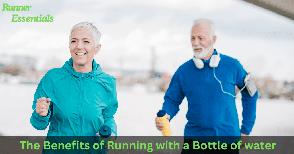 running with a bottle of water running with a bottle of water